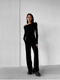 Ангоровий прогулянковий костюм чорного кольору 34448