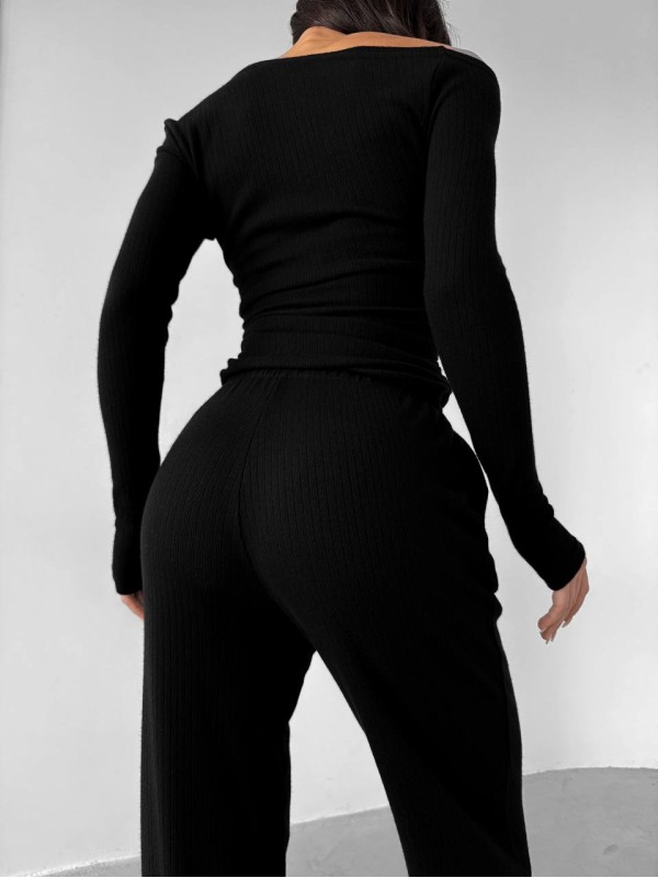 Ангоровий прогулянковий костюм чорного кольору 34448