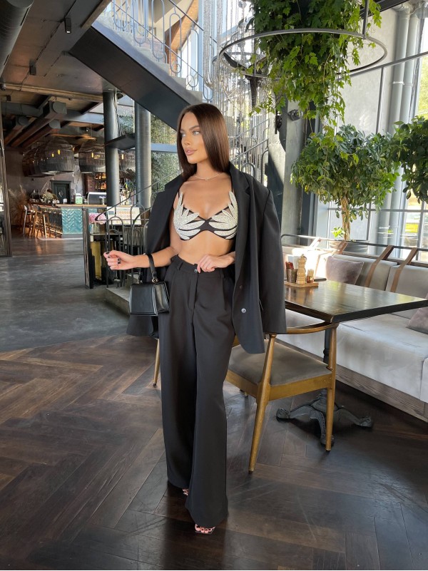 Жiночi базовi класичнi брюки чорного кольору 34450