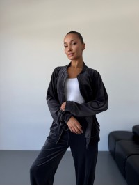 Жіночий велюровий костюм графiтового кольору 34451