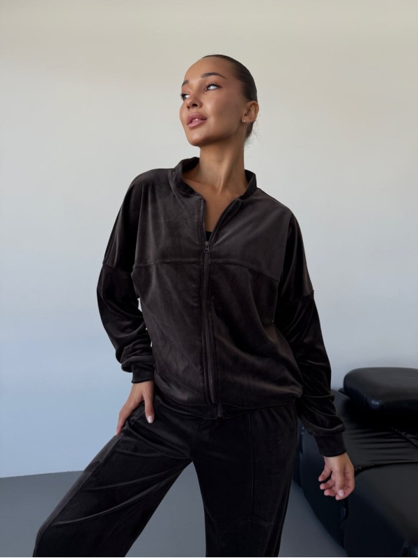 Жіночий велюровий костюм коричневого кольору 34452