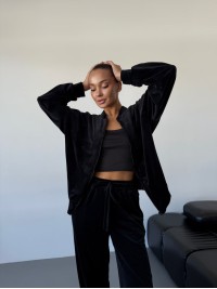 Жіночий велюровий костюм чорного кольору 34453