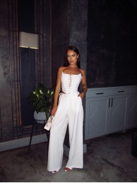 Жiночi базовi класичнi брюки молочного кольору 34454