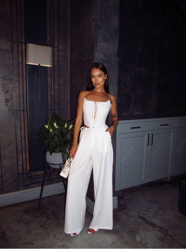 Жiночi базовi класичнi брюки молочного кольору 34454