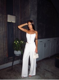 Жiночi базовi класичнi брюки молочного кольору 34454