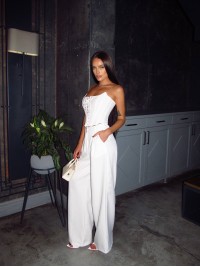 Жiночi базовi класичнi брюки молочного кольору 34454