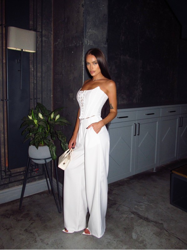 Жiночi базовi класичнi брюки молочного кольору 34454