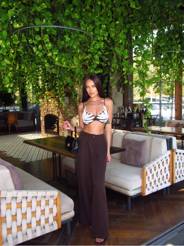 Жiночi базовi класичнi брюки коричневого кольору 34455