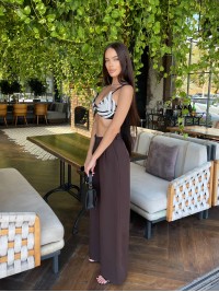 Жiночi базовi класичнi брюки коричневого кольору 34455