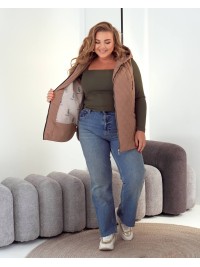 Стьобана жіноча жилетка кавового кольору 34457