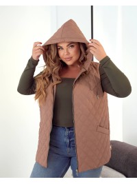 Стьобана жіноча жилетка кавового кольору 34457