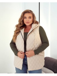 Стьобана жіноча жилетка молочного кольору 34460