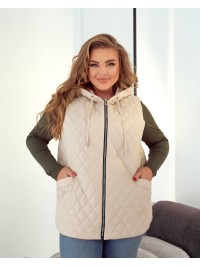 Стьобана жіноча жилетка молочного кольору 34460