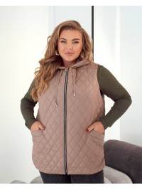 Стьобана жіноча жилетка бежевого кольору 34461