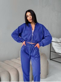 Жіночий спортивний костюм на змійці синього кольору 34462