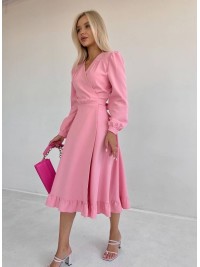 Сукня міді на запах рожевого кольору 34469