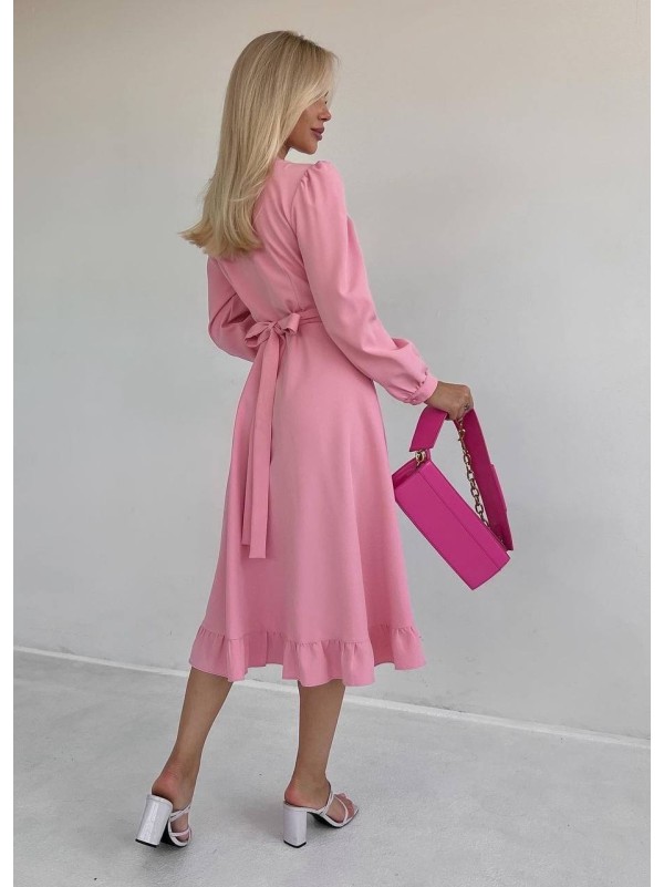 Сукня міді на запах рожевого кольору 34469