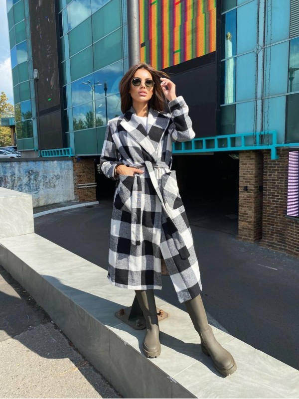 Жіноче легке кашемірове пальто графiтового кольору 34473