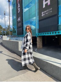 Жіноче легке кашемірове пальто графiтового кольору 34473