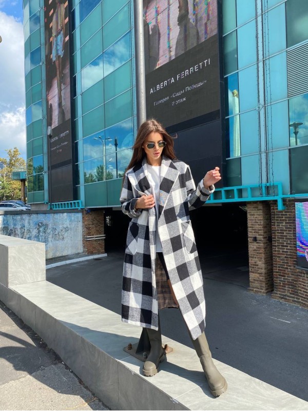 Жіноче легке кашемірове пальто графiтового кольору 34473