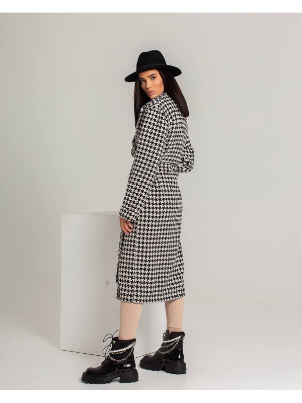 Жіноче легке кашемірове пальто чорно-бiлого кольору 34474