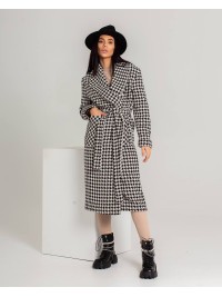 Жіноче легке кашемірове пальто чорно-бiлого кольору 34474