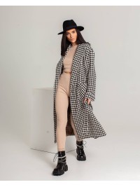 Жіноче легке кашемірове пальто чорно-бiлого кольору 34474
