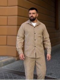 Чоловічий вельветовий костюм бежевого кольору 34480