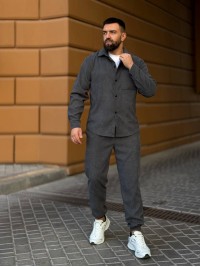 Чоловічий вельветовий костюм графiтового кольору 34481