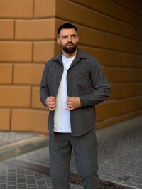 Чоловічий вельветовий костюм графiтового кольору 34481