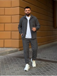 Чоловічий вельветовий костюм графiтового кольору 34481