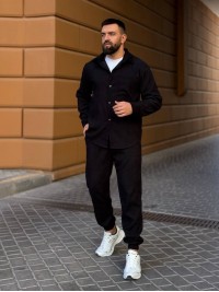 Чоловічий вельветовий костюм чорного кольору 34482