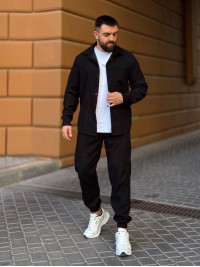 Чоловічий вельветовий костюм чорного кольору 34482