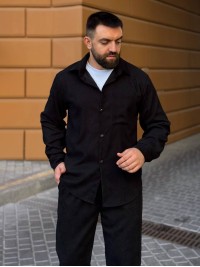 Чоловічий вельветовий костюм чорного кольору 34482