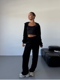 Жіночий велюровий костюм на змiйцi чорного кольору 34486