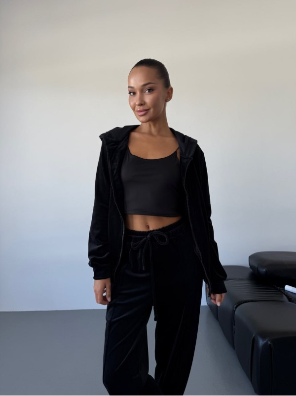 Жіночий велюровий костюм на змiйцi чорного кольору 34486