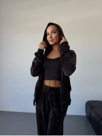 Жіночий велюровий костюм на змiйцi коричневого кольору 34487