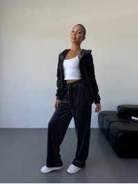 Жіночий велюровий костюм на змiйцi графiтового кольору 34488