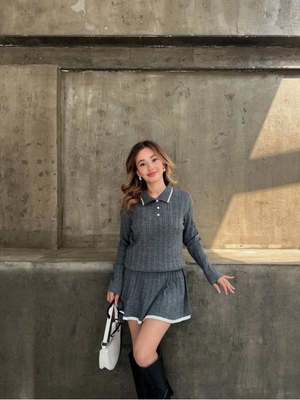 Жіночий костюм 2-ка зі спідницею сiрого кольору 34495