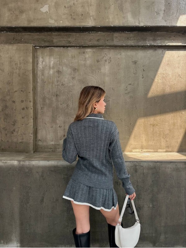 Жіночий костюм 2-ка зі спідницею сiрого кольору 34495