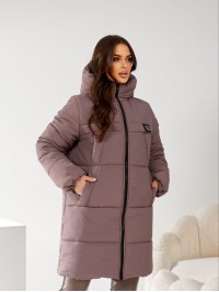 Жіноча куртка стьобана з капюшоном пудрового кольору 34500