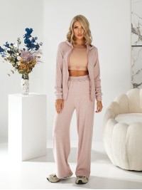 Жіночий в'язаний костюм на змiйцi пудрового кольору 34520