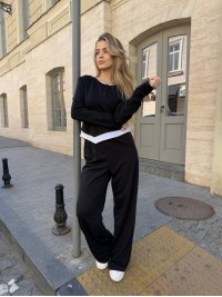 Жіночий прогулянковий костюм чорного кольору 34525