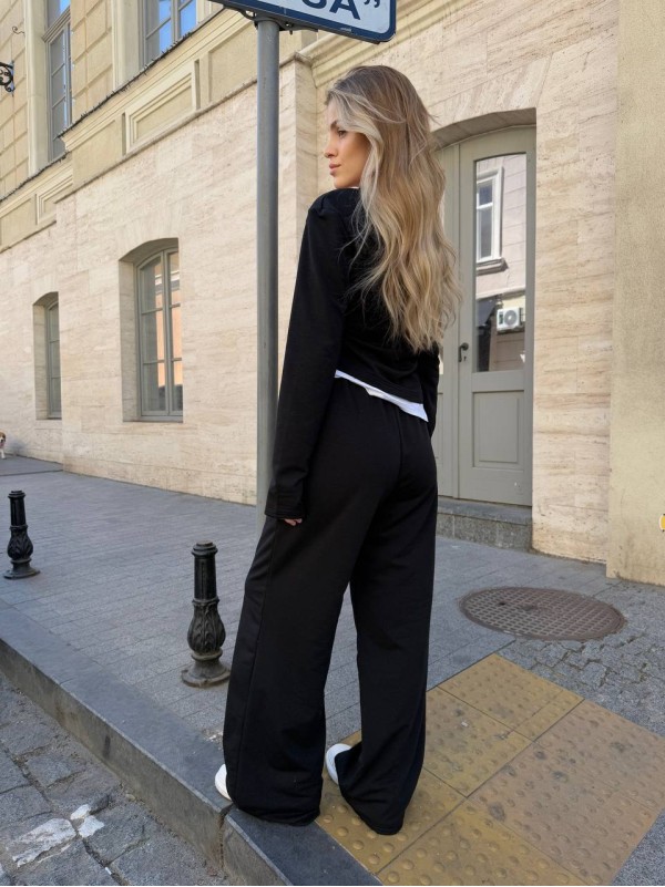 Жіночий прогулянковий костюм чорного кольору 34525