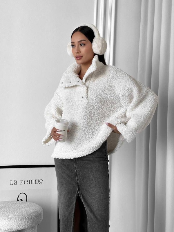 Жіноче худі букле білого кольору 34526