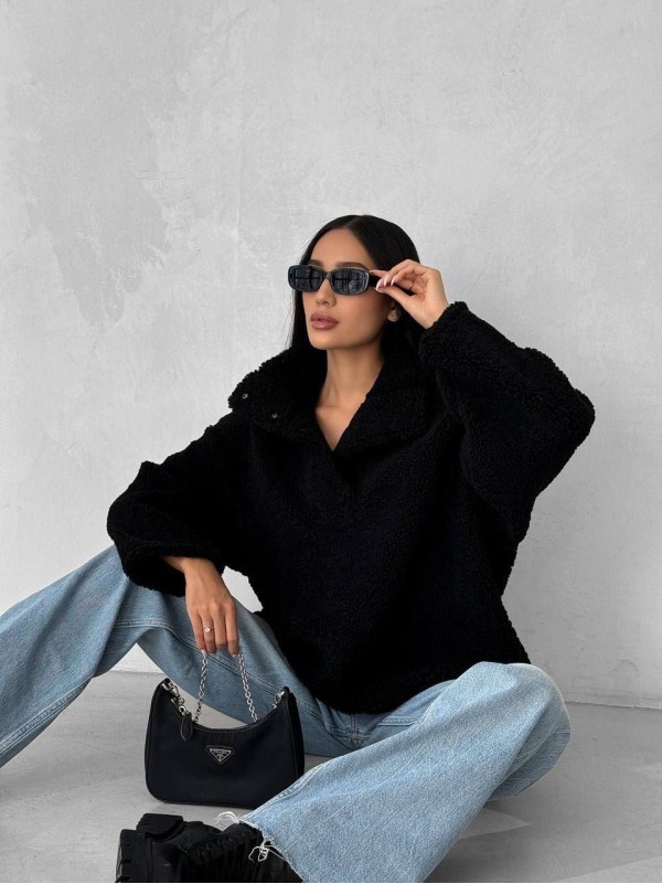 Жіноче худі букле чорного кольору 34527