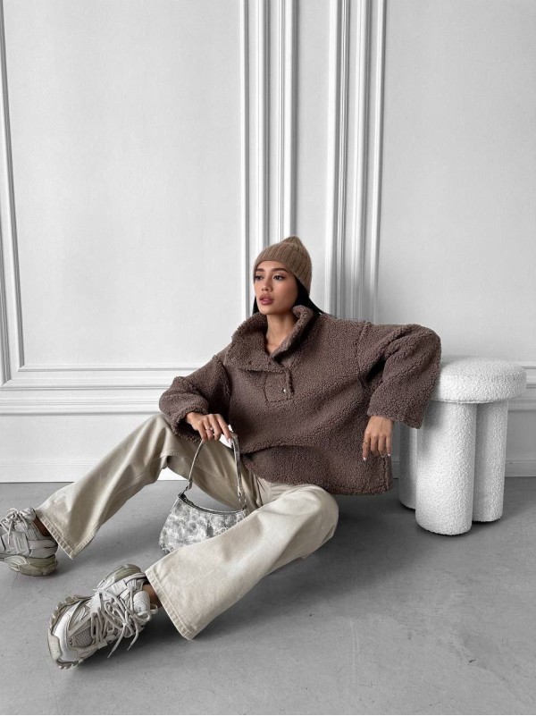 Жіноче худі букле коричневого кольору 34528