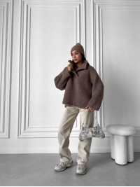 Жіноче худі букле коричневого кольору 34528