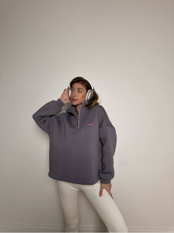 Жіноче худі вільного крою графтового кольору 34530