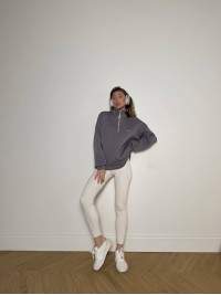 Жіноче худі вільного крою графтового кольору 34530